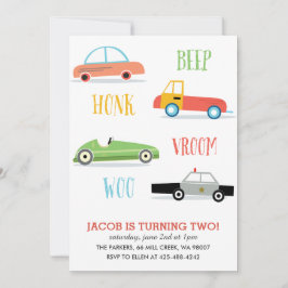 Convite de aniversário do Beep Honk Woo Kid