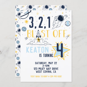 Convite De Aniversário Do Blast Off Space