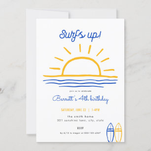 Convite de Aniversário do Blue Summer Surfs Up Par