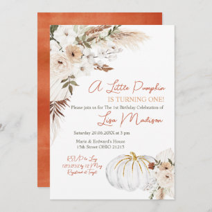 Convite de Aniversário do Boho Branco Pumpkin