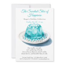 Convite de Aniversário do Bolo de Aquarela Azul El