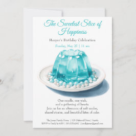Convite de Aniversário do Bolo de Aquarela Azul El