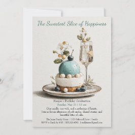 Convite de Aniversário do Bolo de Aquarela Elegant