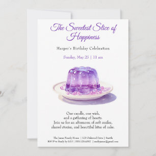 Convite de aniversário do Bolo de Aquarela roxo El