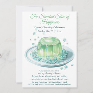 Convite de aniversário do Bolo de Aquarela Verde E