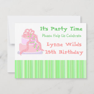 Convite de aniversário do Bolo de Fita Rosa