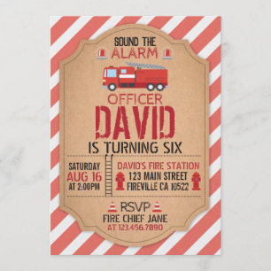 Convite de Aniversário do Bombeiro