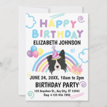 Convite de Aniversário do Border Collie