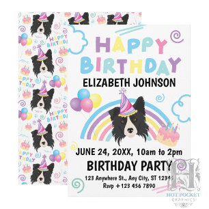 Convite de Aniversário do Border Collie
