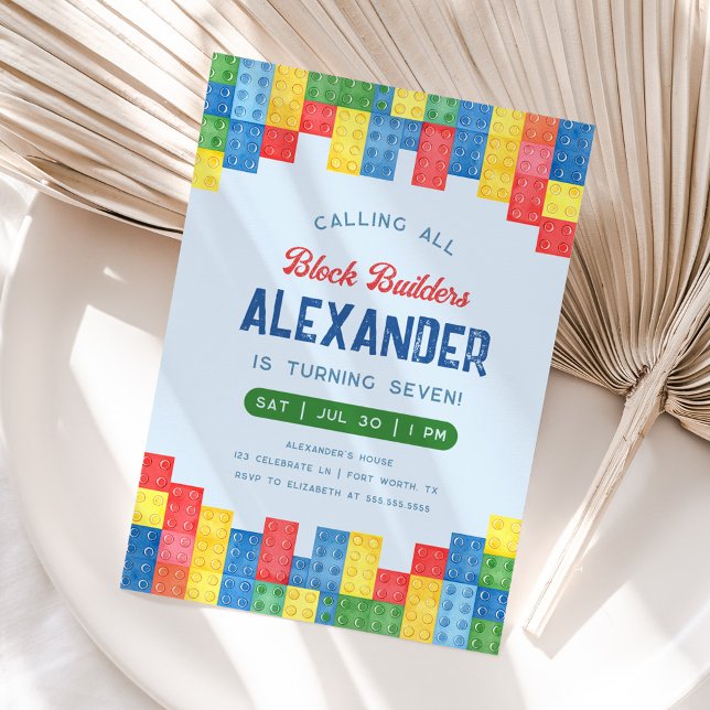 Convite de aniversário do Building Block Boy (Criador carregado)