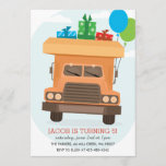 convite de aniversário do Bump Kid<br><div class="desc">Um convite de aniversário de criança com um caminhão,  balões.</div>