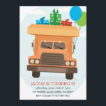 Convite de aniversário do Bump Kid<br><div class="desc">Um convite de aniversário de criança com um caminhão,  balões.</div>