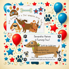 Convite de Aniversário do Cachorro arco