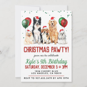 Convite de Aniversário do Cachorro no Natal Paw-ty