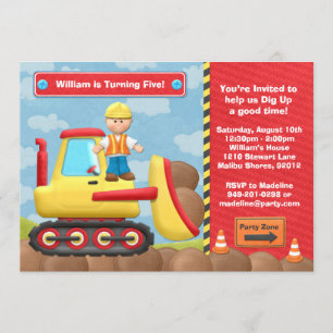 Convite de aniversário do caminhão da construção
