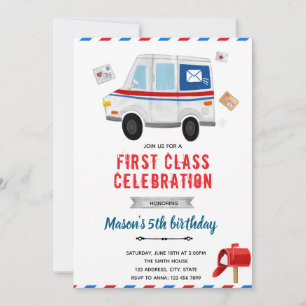 Convite de aniversário do caminhão de correio