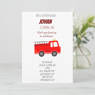 Convite de Aniversário do Caminhão de Fogo