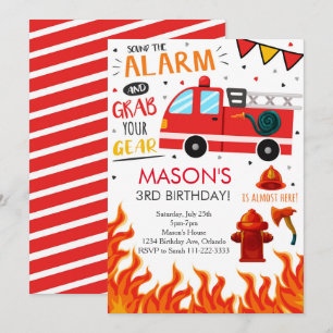 Convite de Aniversário do Caminhão de Fogo