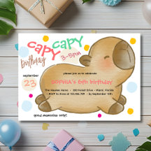 Convite de aniversário do capivara Capy