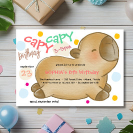 Convite de aniversário do capivara Capy