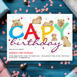 Convite de aniversário do capivara Capy