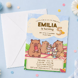 Convite de Aniversário do Capivara para Piquenique