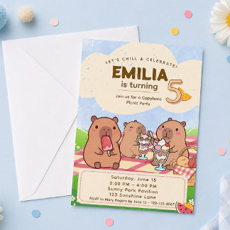 Convite de Aniversário do Capivara para Piquenique