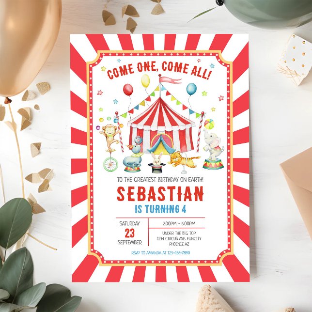 Convite de Aniversário do Carnaval do Circo (Criador carregado)