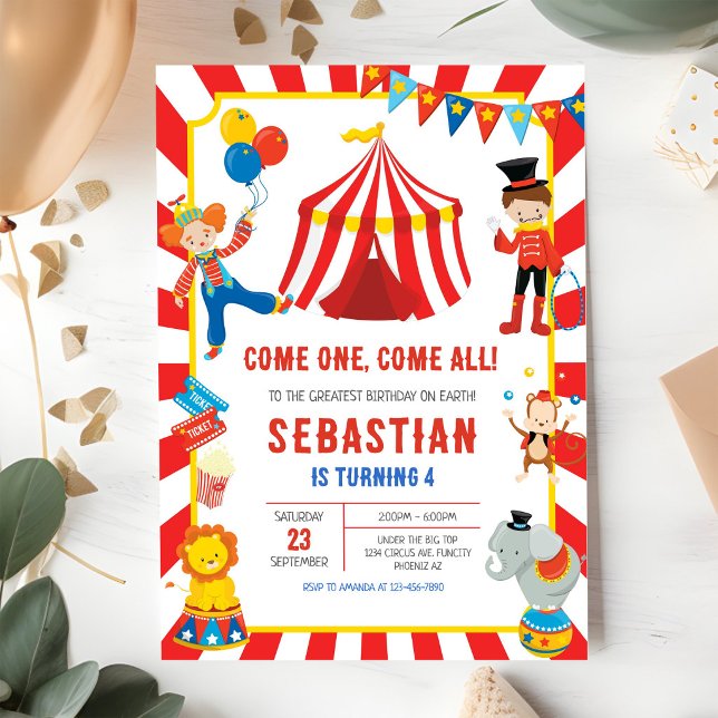 Convite de Aniversário do Carnaval do Circo (Criador carregado)