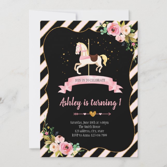 Convite de aniversário do Carousel (Frente)