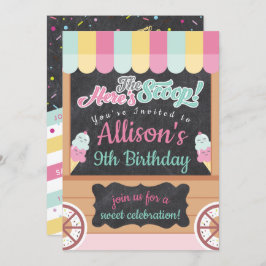 Convite de aniversário do carrinho de Sorvete colo