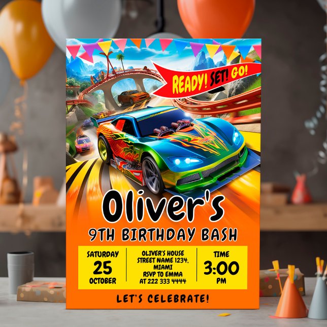 Convite de Aniversário do Carro, Convite de Carro  (Criador carregado)