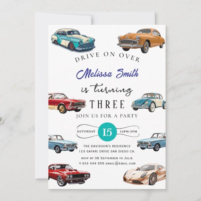 Convite de Aniversário do Carro Race (Frente)