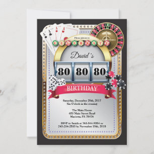 Convite de Aniversário do Casino com Cartão de Jog