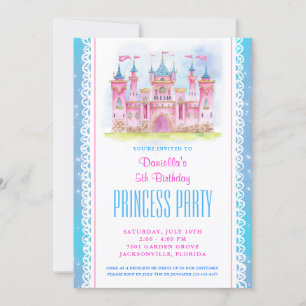 Convite de Aniversário do Castelo da Princesa Azul