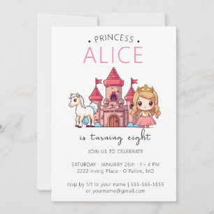 Convite de Aniversário do Castelo da Princesa com 