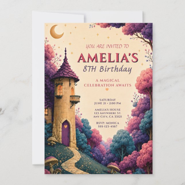 Convite de Aniversário do Castelo de Conto de Fada (Frente)