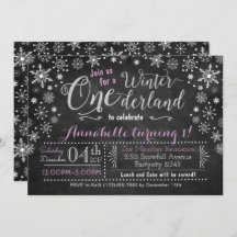 Convite de Aniversário do Chalkboard Winter ONEder