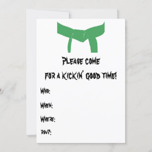 Convite de aniversário do cinto verde das artes