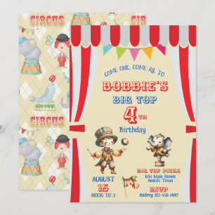 Convite de Aniversário do Circo Big Top
