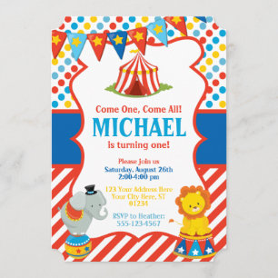 Convite de aniversário do circo - Tema do carnaval