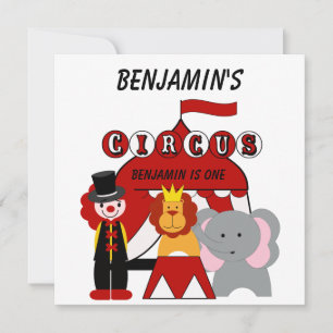 Convite de Aniversário do Circo Vermelho e Branco 