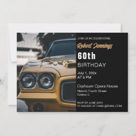 Convite de Aniversário do Clássico Muscle Car