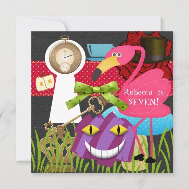 Convite De Aniversário Do Coelho Buraco Maravilha (Frente)