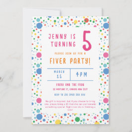 Convite de Aniversário do Colorir Partido Pokadot 