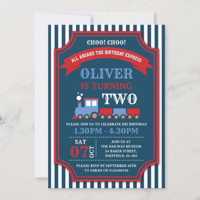 Convite de aniversário do comboio (Frente)