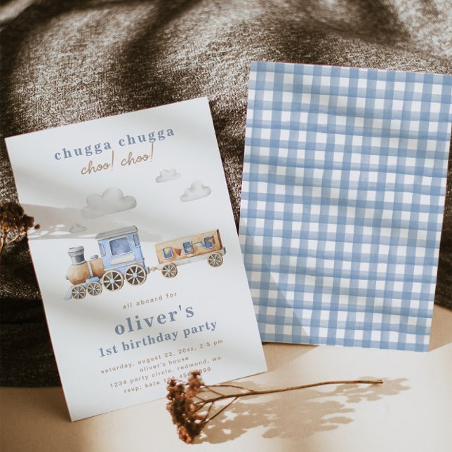 Convite de Aniversário do Comboio de Aquarela | Co (Criador carregado)