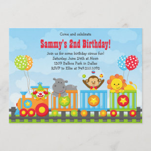 Convite de aniversário do comboio de circo infant