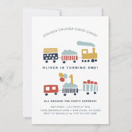 Convite de aniversário do comboio ・ Idade 1
