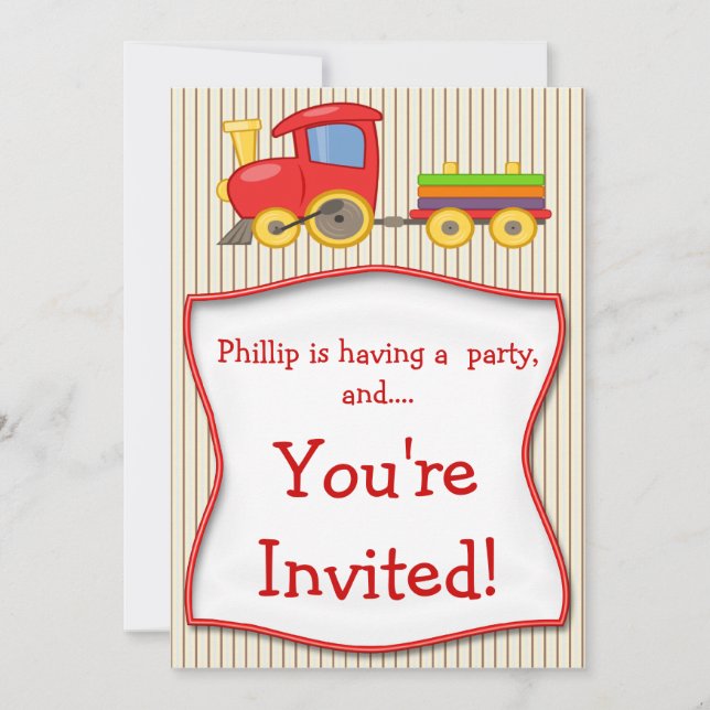Convite de aniversário do comboio para rapazes (Frente)